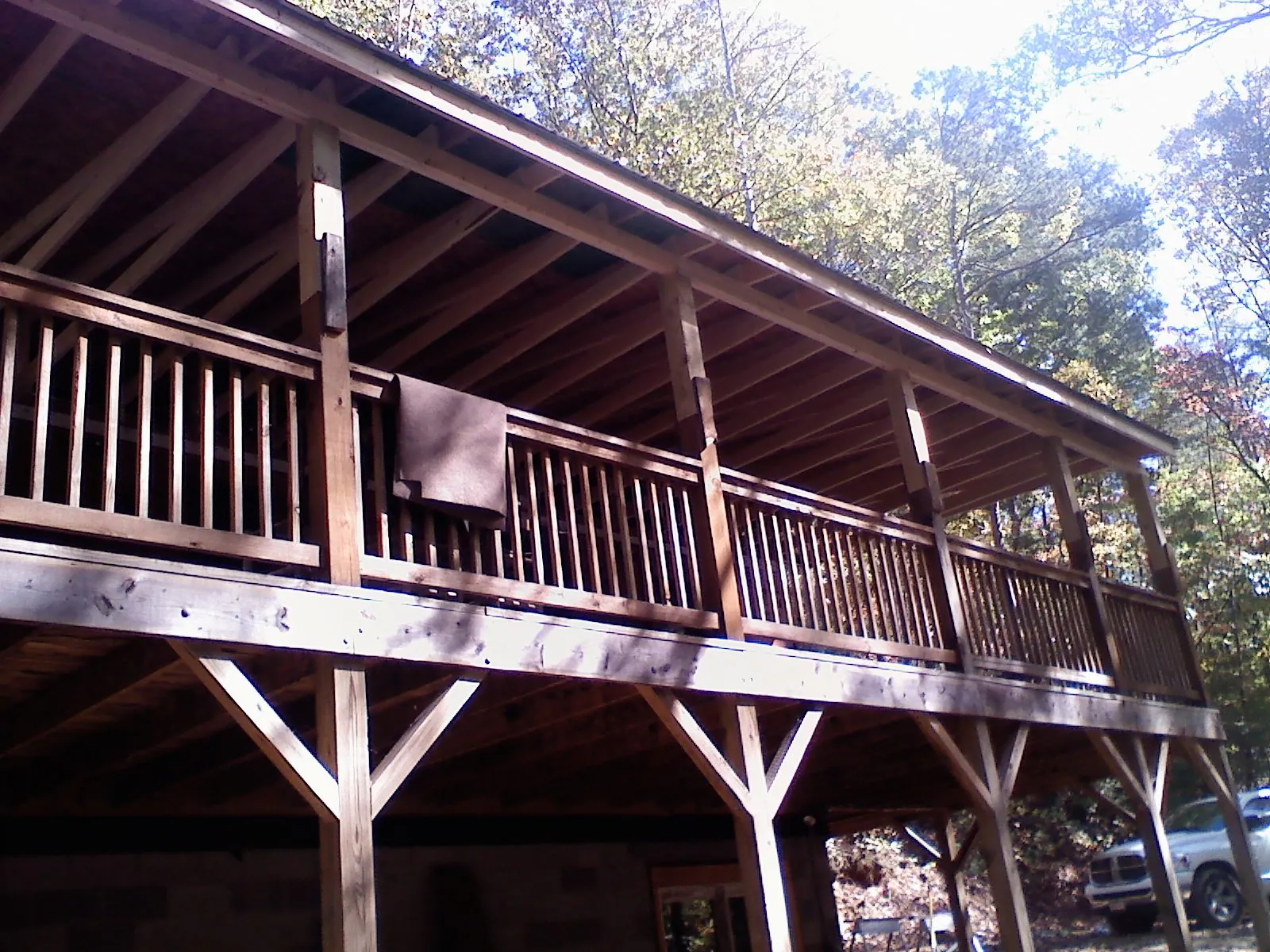 Timber framing under a new elevated porch and deck — Roof Leak Repair in Mccordsville by Roofing Brothers